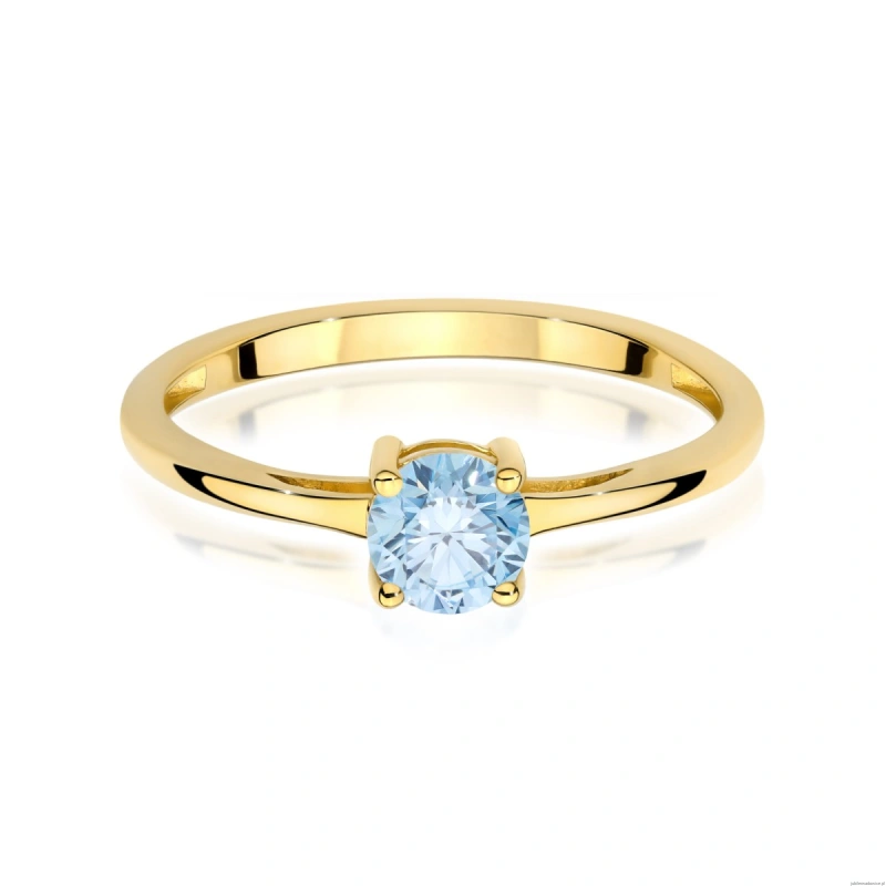 Pierścionek W0656 Diament Laboratoryjny niebieski 0.50ct żółte złoto 375