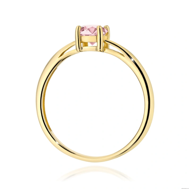 Pierścionek W0656 Diament Laboratoryjny różowy 0.50ct żółte złoto 375