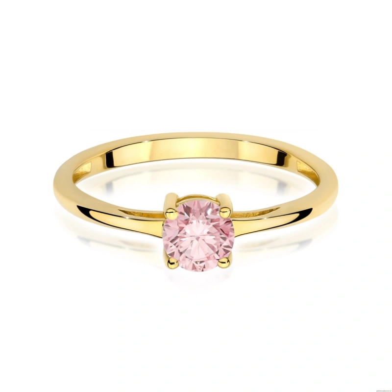 Pierścionek W0656 Diament Laboratoryjny różowy 0.50ct żółte złoto 375