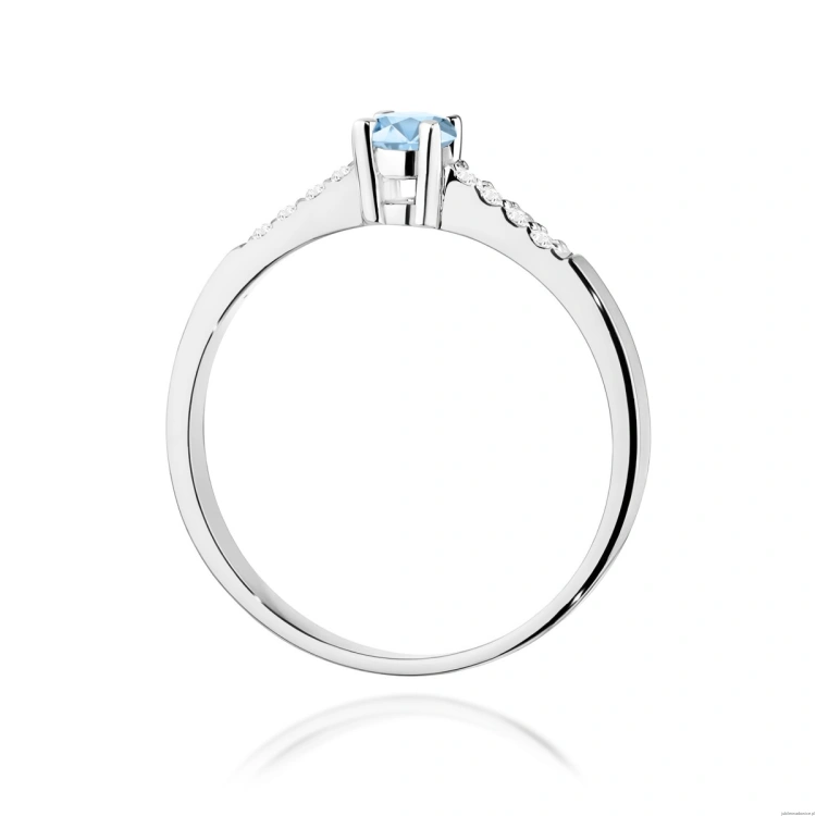 Pierścionek W0382 Diament Laboratoryjny niebieski 0.15ct białe złoto