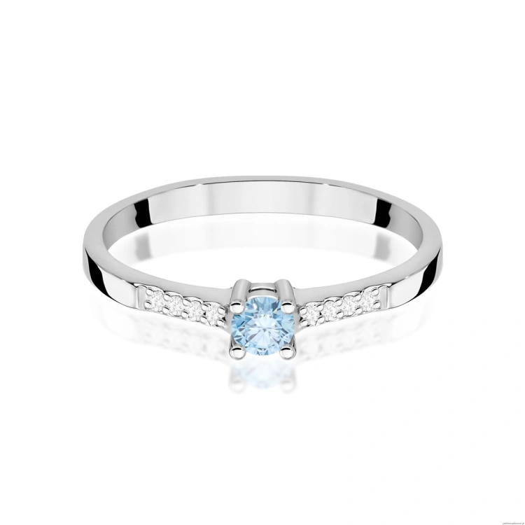 Pierścionek W0382 Diament Laboratoryjny niebieski 0.15ct białe złoto