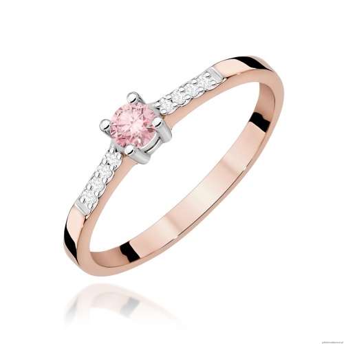 Pierścionek W0382 Diament Laboratoryjny różowy 0.15ct różowe złoto