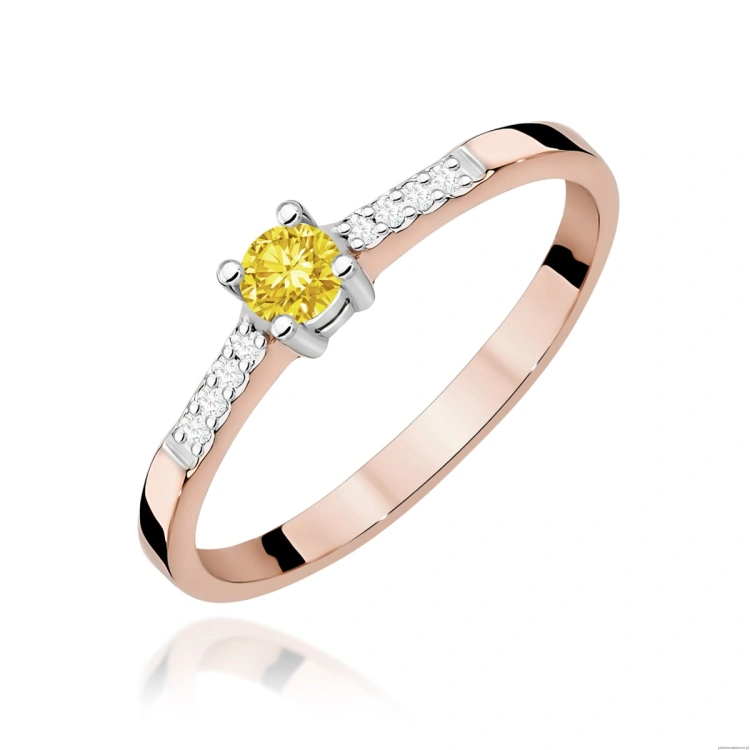 Pierścionek W0382 Diament Laboratoryjny żółty 0.15ct różowe złoto