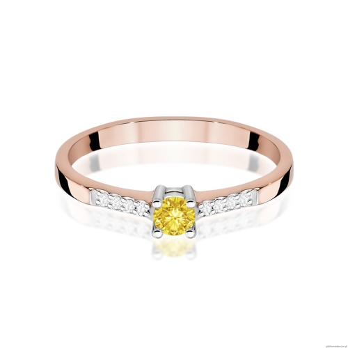 Pierścionek W0382 Diament Laboratoryjny żółty 0.15ct różowe złoto