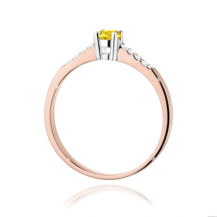 Pierścionek W0382 Diament Laboratoryjny żółty 0.15ct różowe złoto