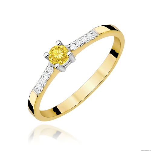 Pierścionek W0382 Diament Laboratoryjny żółty 0.15ct żółte złoto