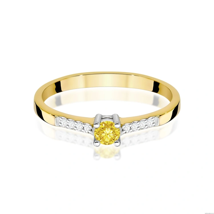 Pierścionek W0382 Diament Laboratoryjny żółty 0.15ct żółte złoto