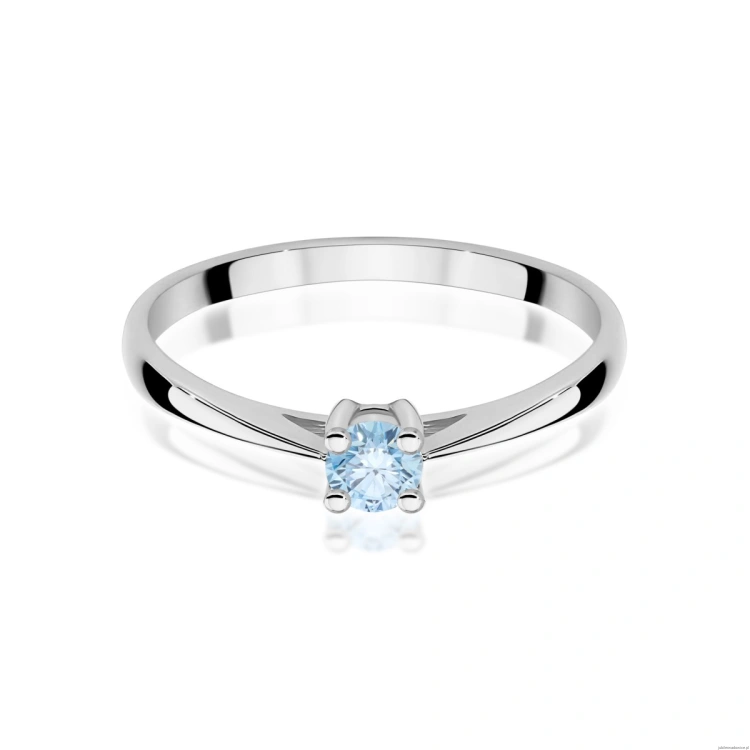 Pierścionek W0367 Diament Laboratoryjny niebieski 0,15ct białe złoto