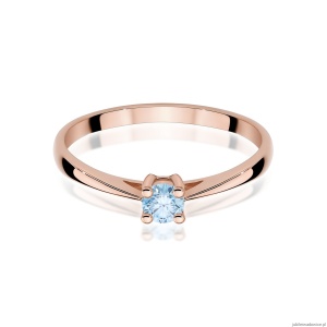 Pierścionek W0367 Diament Laboratoryjny niebieski 0.15ct różowe złoto