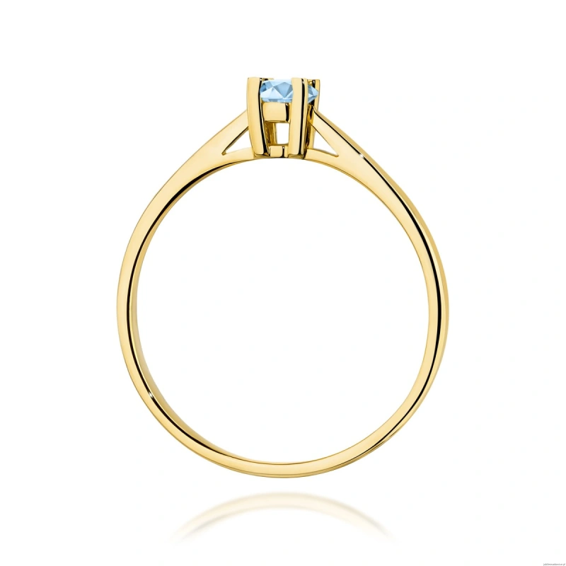 Pierścionek W0367 Diament Laboratoryjny niebieski 0.15ct żółte złoto
