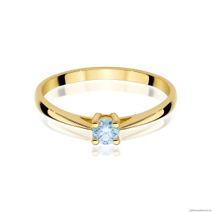 Pierścionek W0367 Diament Laboratoryjny niebieski 0.15ct żółte złoto