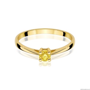 Pierścionek W0367 Diament Laboratoryjny żółty 0.15ct żółte złoto