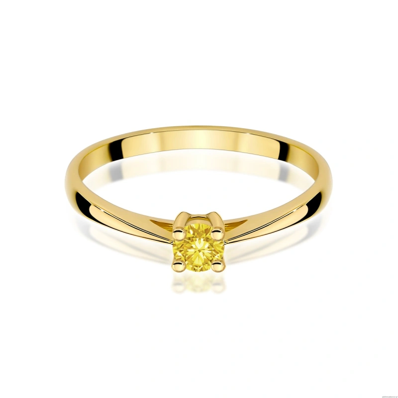 Pierścionek W0367 Diament Laboratoryjny żółty 0.15ct żółte złoto