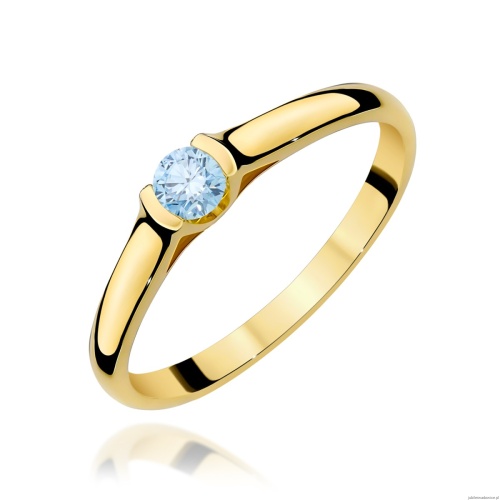 Pierścionek W0369 Diament Laboratoryjny niebieski 0.15ct żółte złoto