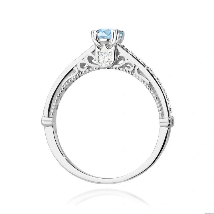 Pierścionek W0439 Diament Laboratoryjny niebieski 0,30ct białe złoto