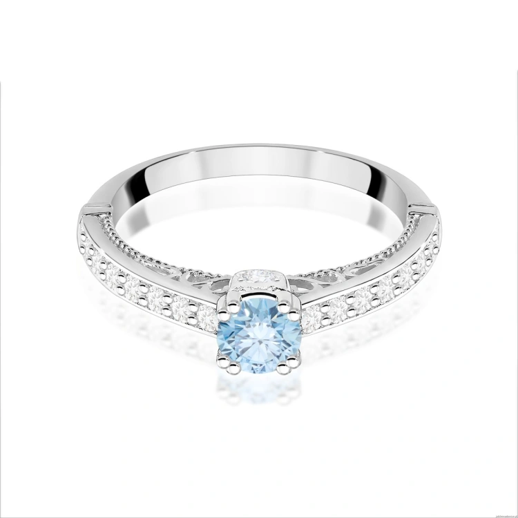 Pierścionek W0439 Diament Laboratoryjny niebieski 0,30ct białe złoto