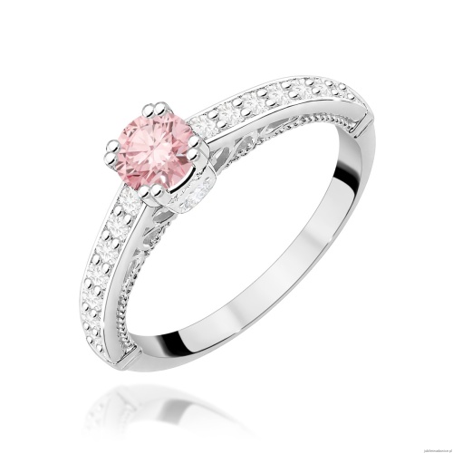 Pierścionek W0439 Diament Laboratoryjny różowy 0,30ct białe złoto