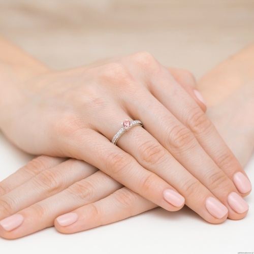 Pierścionek W0439 Diament Laboratoryjny różowy 0,30ct białe złoto