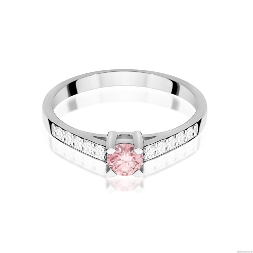 Pierścionek W0364 Diament laboratoryjny różowy  0,30ct białe złoto