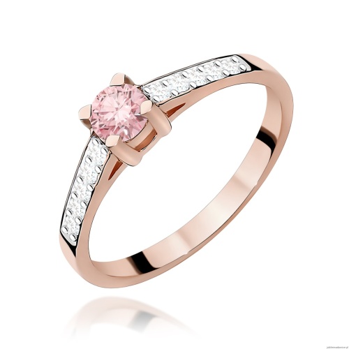 Pierścionek W0364 Diament Laboratoryjny różowy 0.30ct różowe złoto