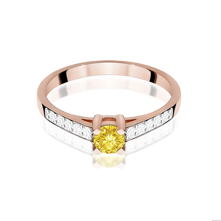 Pierścionek W0364 Diament Laboratoryjny żółty 0.30ct różowe złoto