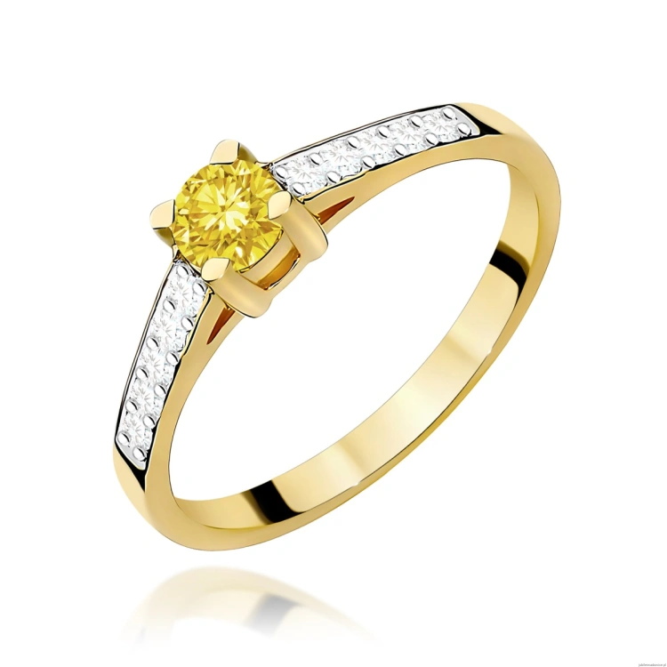 Pierścionek W0364 Diament Laboratoryjny żółty 0.30ct żółte złoto