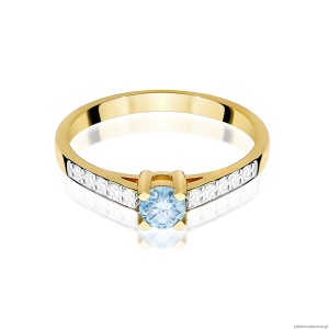 Pierścionek W0382 Diament Laboratoryjny niebieski 0.15ct białe złoto 375