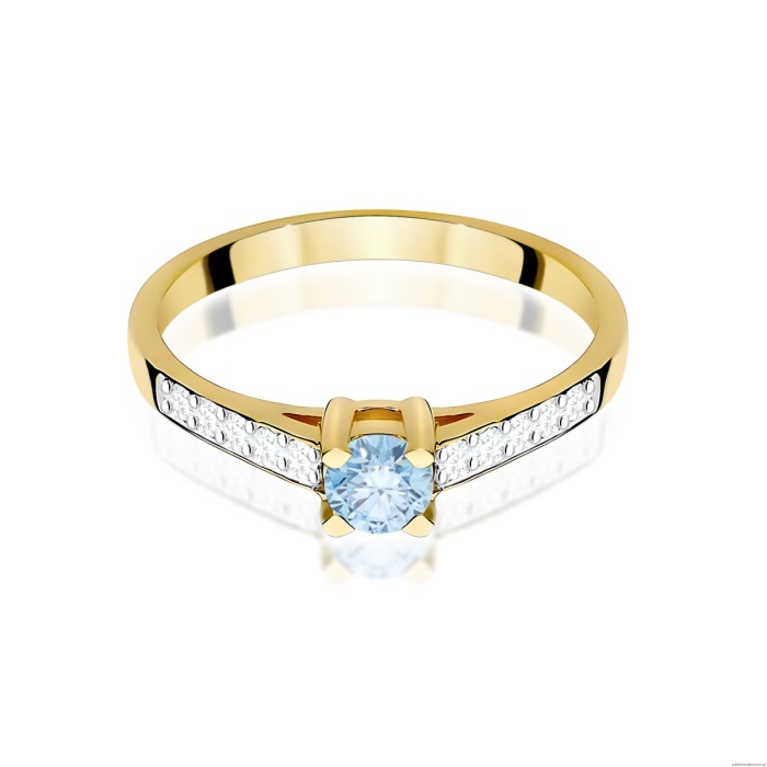 Pierścionek W0382 Diament Laboratoryjny niebieski 0.15ct białe złoto 375