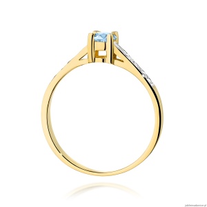 Pierścionek W0382 Diament Laboratoryjny niebieski 0.15ct białe złoto 375