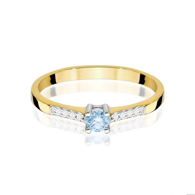 Pierścionek W0382 Diament Laboratoryjny niebieski 0.15ct żółte złoto 375