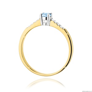 Pierścionek W0382 Diament Laboratoryjny niebieski 0.15ct żółte złoto 375