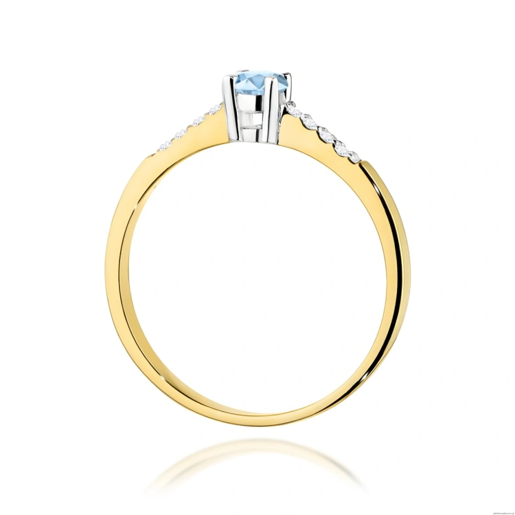 Pierścionek W0382 Diament Laboratoryjny niebieski 0.15ct żółte złoto 375