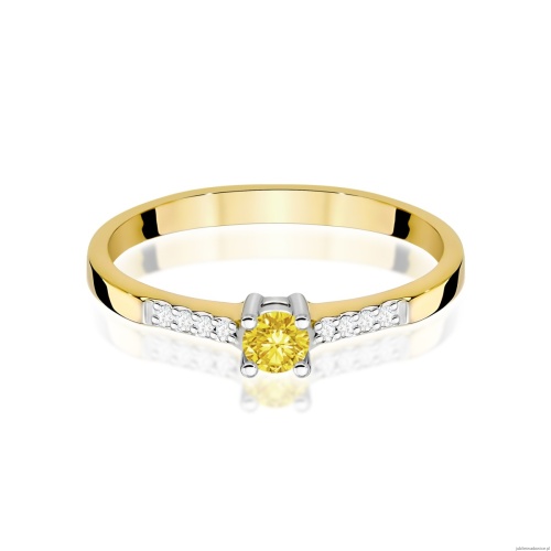 Pierścionek W0382 Diament Laboratoryjny żółty 0.15ct żółte złoto 375