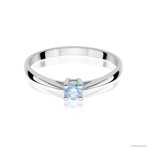 Pierścionek W0367 Diament Laboratoryjny niebieski 0,15ct białe złoto 375