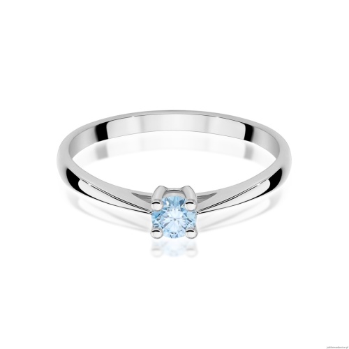 Pierścionek W0367 Diament Laboratoryjny niebieski 0,15ct białe złoto 375