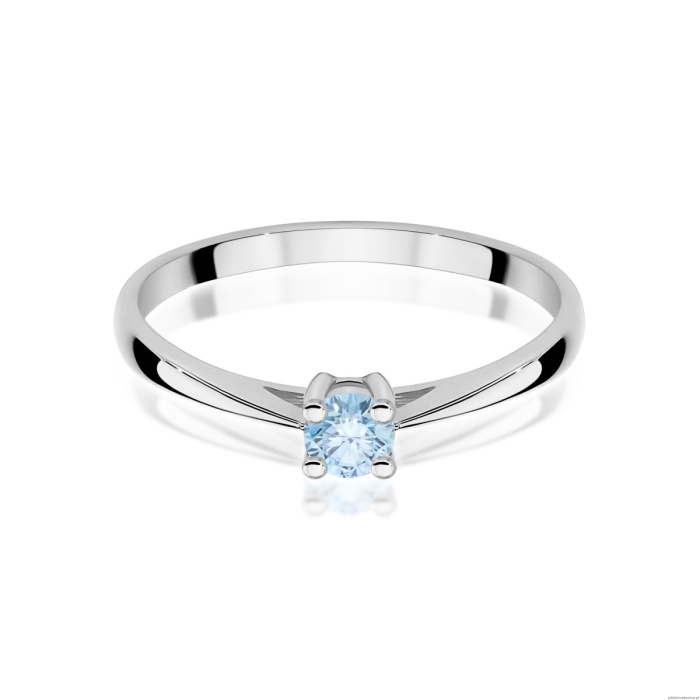 Pierścionek W0367 Diament Laboratoryjny niebieski 0,15ct białe złoto 375