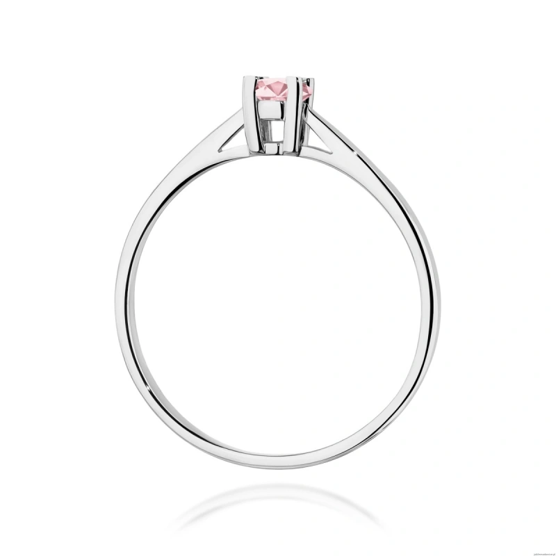 Pierścionek W0367 Diament Laboratoryjny różowy 0,15ct białe złoto 375