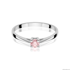 Pierścionek W0367 Diament Laboratoryjny różowy 0,15ct białe złoto 375