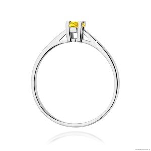 Pierścionek W0367 Diament Laboratoryjny żółty 0,15ct białe złoto 375