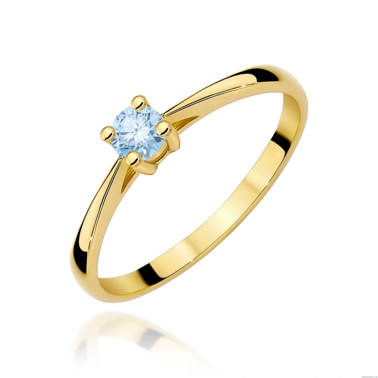 Pierścionek W0367 Diament Laboratoryjny niebieski 0.15ct żółte złoto 375