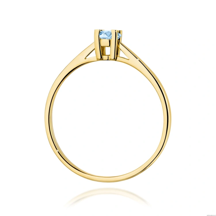 Pierścionek W0367 Diament Laboratoryjny niebieski 0.15ct żółte złoto 375