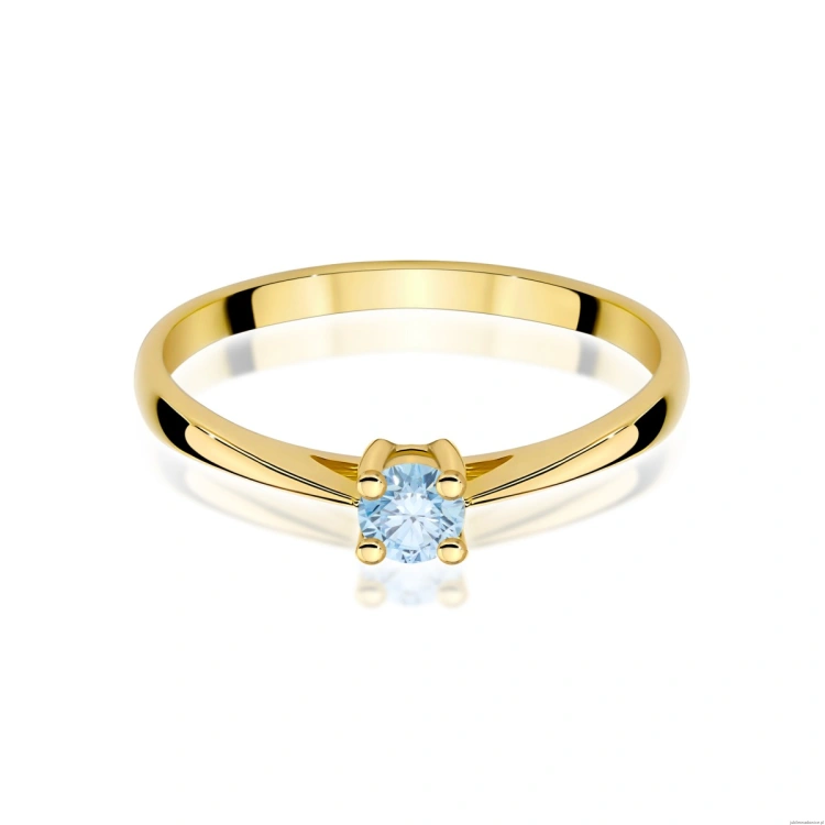 Pierścionek W0367 Diament Laboratoryjny niebieski 0.15ct żółte złoto 375
