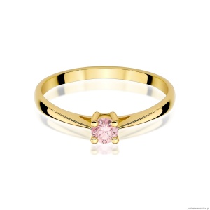 Pierścionek W0367 Diament Laboratoryjny różowy 0.15ct żółte złoto 375