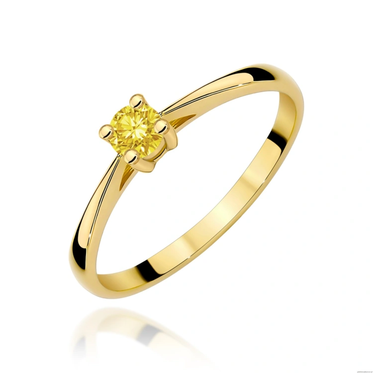 Pierścionek W0367 Diament Laboratoryjny żółty 0.15ct żółte złoto 375