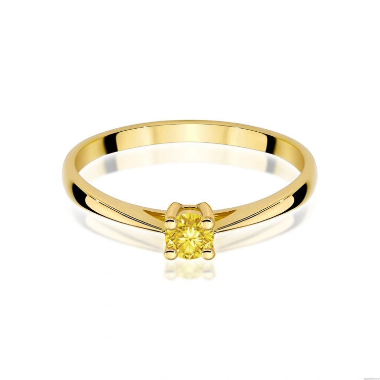 Pierścionek W0367 Diament Laboratoryjny żółty 0.15ct żółte złoto 375
