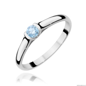 Pierścionek W0369 Diament Laboratoryjny niebieski 0.15ct białe złoto 375