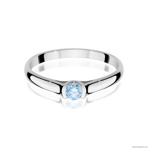 Pierścionek W0369 Diament Laboratoryjny niebieski 0.15ct białe złoto 375