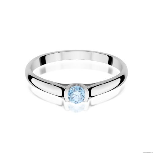 Pierścionek W0369 Diament Laboratoryjny niebieski 0.15ct białe złoto 375