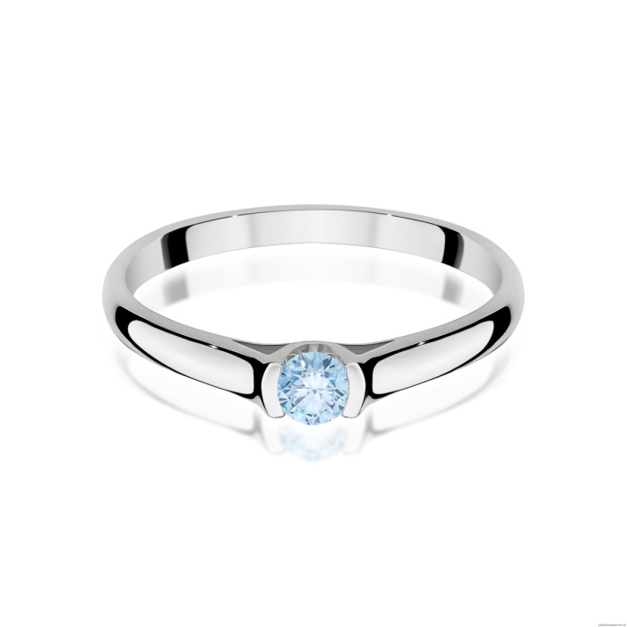 Pierścionek W0369 Diament Laboratoryjny niebieski 0.15ct białe złoto 375