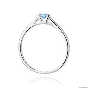 Pierścionek W0369 Diament Laboratoryjny niebieski 0.15ct białe złoto 375